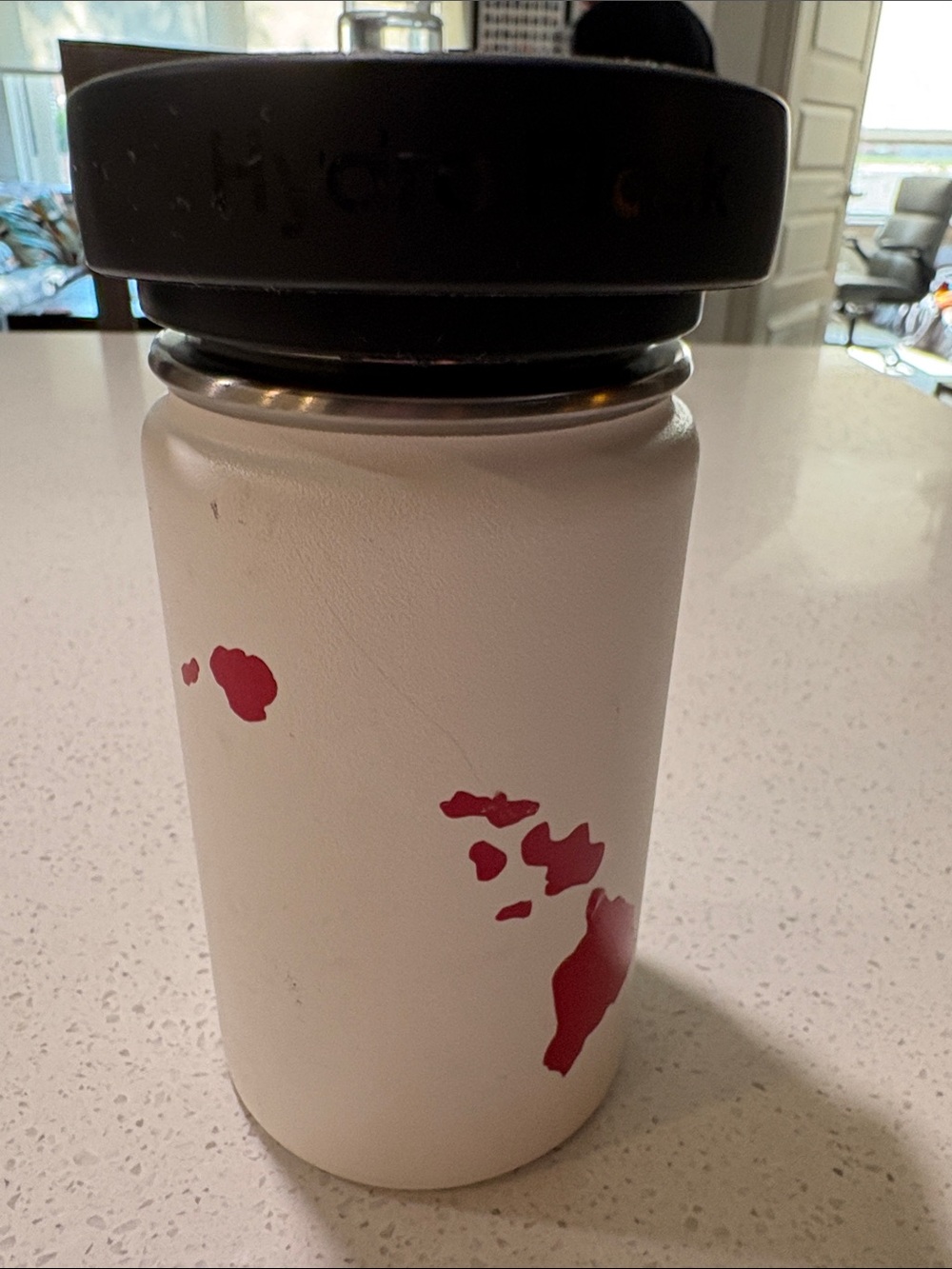 Hydro Flask Hawai’i White Water Bottle with Red Map Design